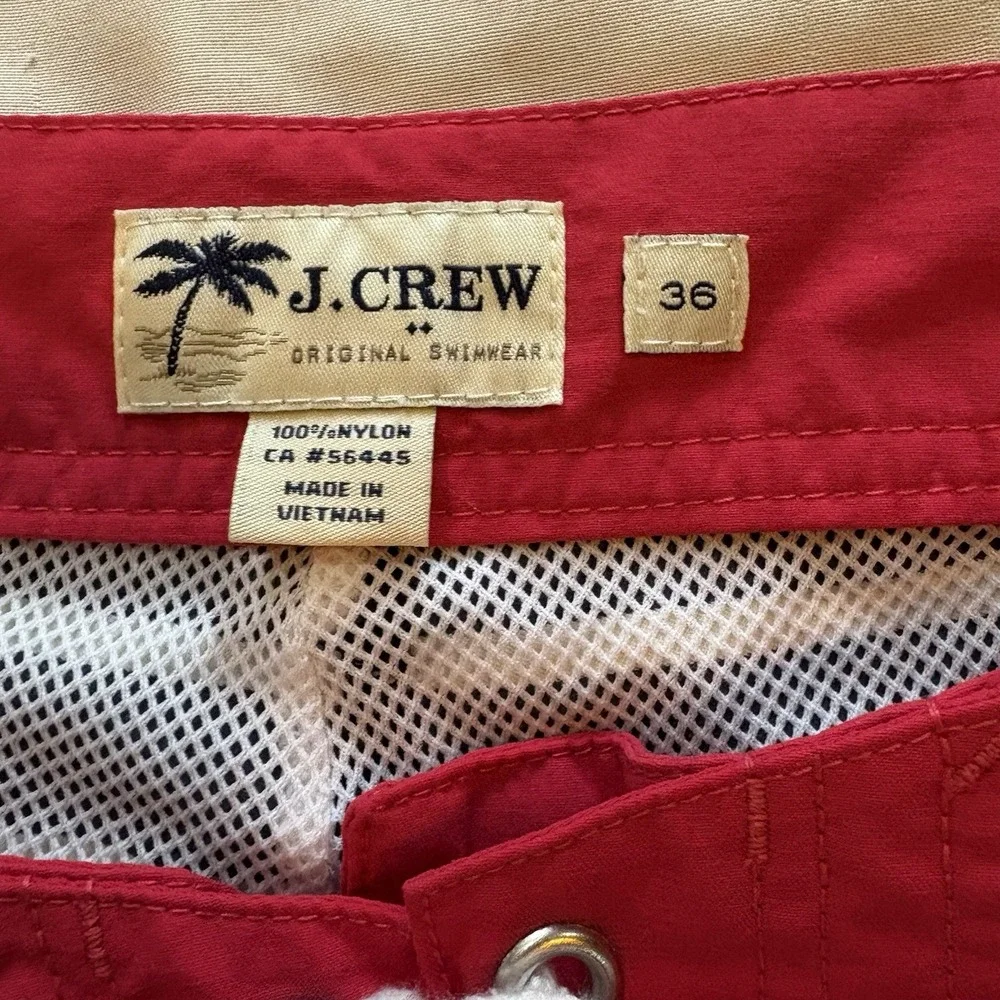 J Crew Swim Trunks Board Shorts Navy Stripe Lined Mens Size 36, 9